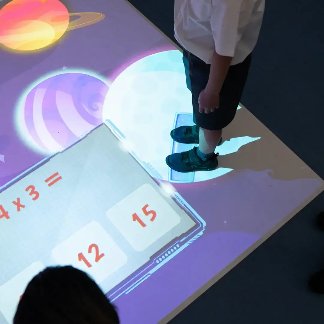 St George's Cologne pupil playing Interactive Game in space